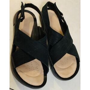 Clarks Hale Sandal Black Leather Cross Band Women's Size 8.5 (13285)